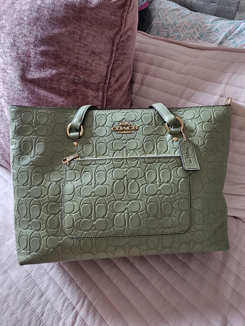 COACH Pistachio Station Tote NEW